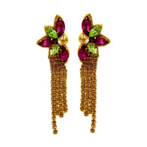 Mardi Gras Earrings - Mardi Gras Flower Dangle Earrings