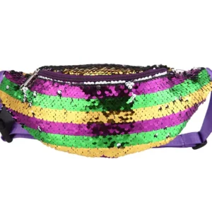 Stylish Stripes Patterned Sequins Fanny Pack