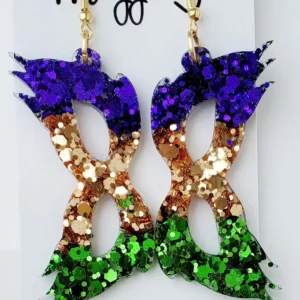 Mardi Gras Mask/ Handmade Resin and Glitter Earrings