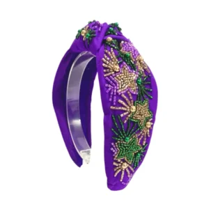 Mardi Gras Headband - Beaded Star Burst