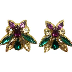 Mardi Gras Earrings - Rhinestone Studs