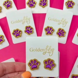 Game Day Paw Stud - Thread - Purple and Gold