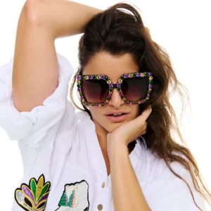 Wholesale Mardi Gras stone sunglasses Lg