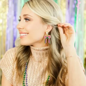 Mardi Gras Beaded Bow Drops