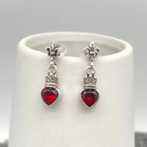 gothic-style-red-heart-zircon-silver-plated-post-earrings-gt