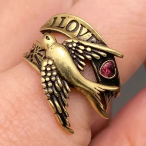 i-love-thee-heart-zircon-bronze-swallow-adjustable-ring